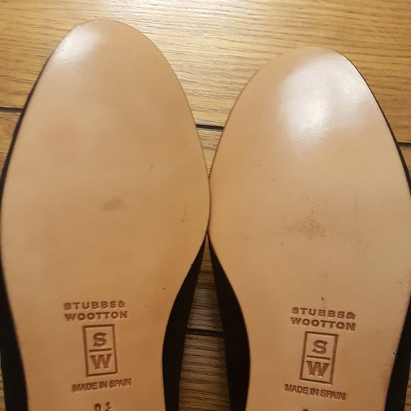 Stubbs & Wootton Screw U Velvet Flats W9.5 - Picture 2 of 6